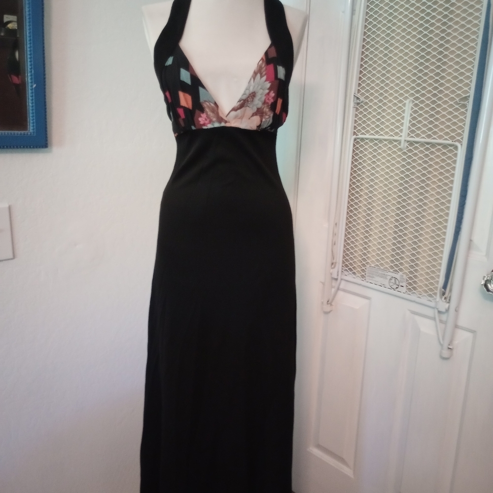 1970s black maxi Young Edwardian dress